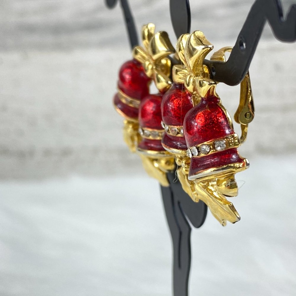 Vintage Christmas Jingle Bell Clip-on Earrings - Picture 7 of 9